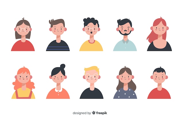 Hand drawn people avatar collection