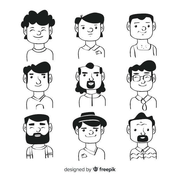 Hand drawn people avatar collection