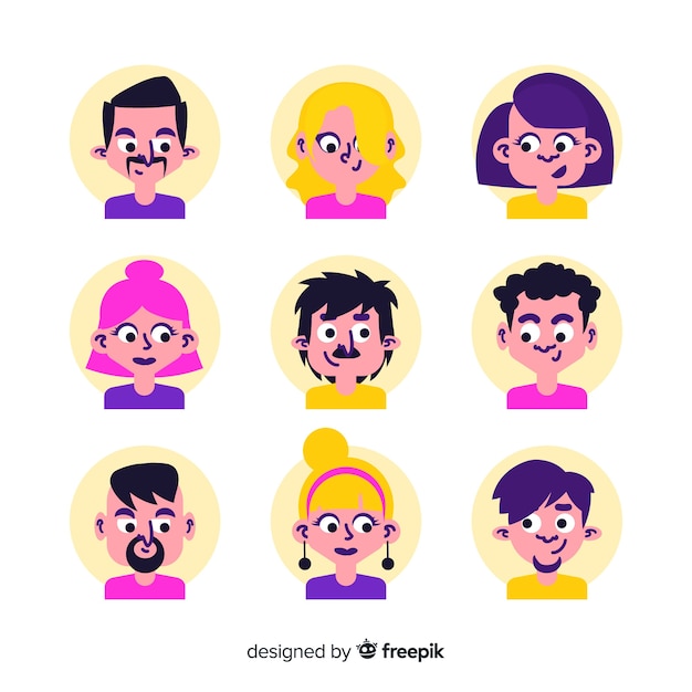 Free Vector hand drawn people avatar collection