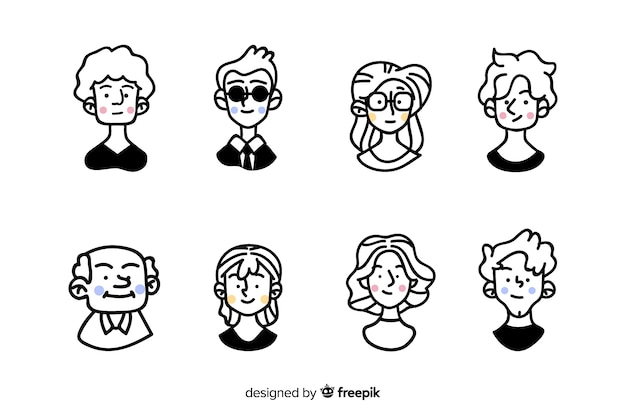 Hand drawn people avatar collection