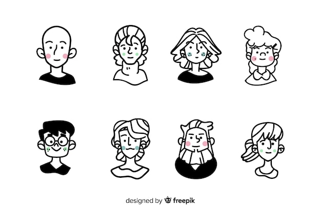 Hand drawn people avatar collection