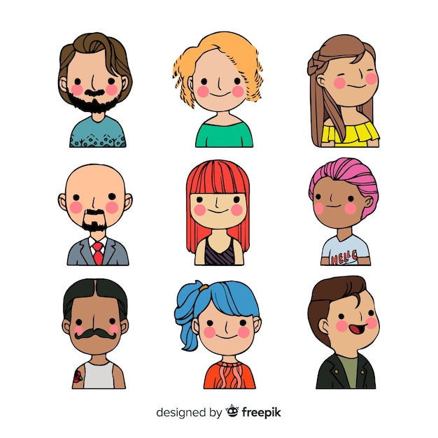 Hand drawn people avatar collection