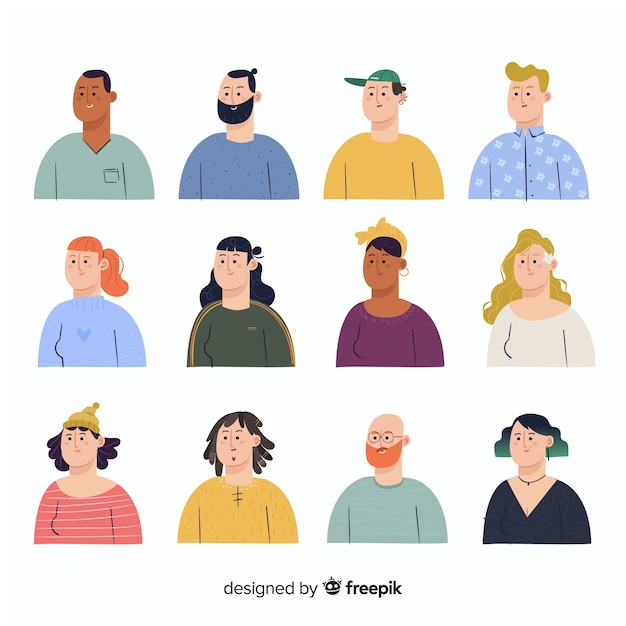 Free vector hand drawn people avatar collection