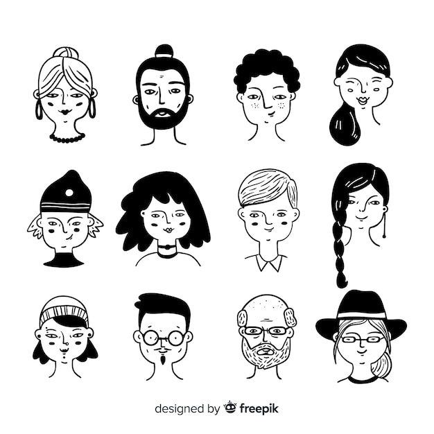 Hand drawn people avatar collection