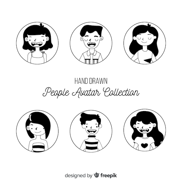 Hand drawn people avatar pack