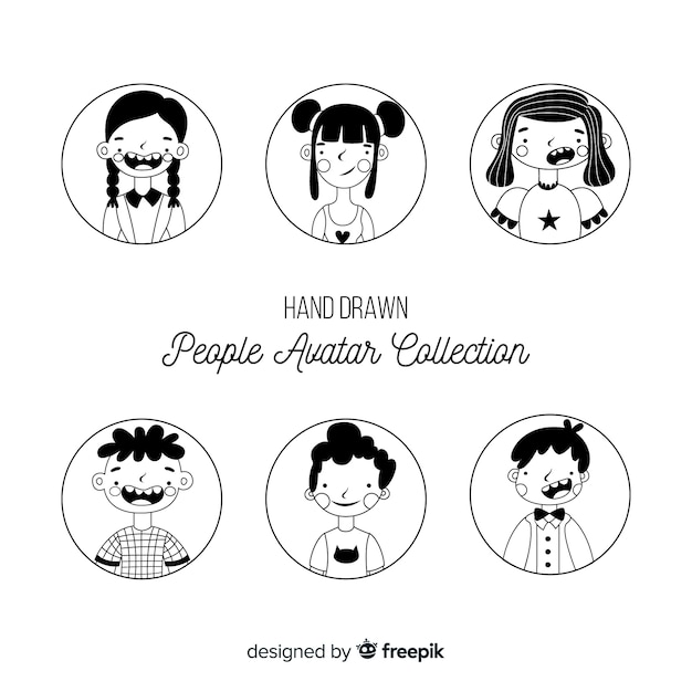 Hand drawn people avatar pack