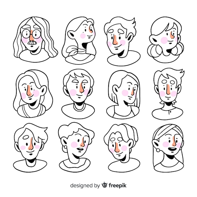 Free Vector hand drawn people avatar pack