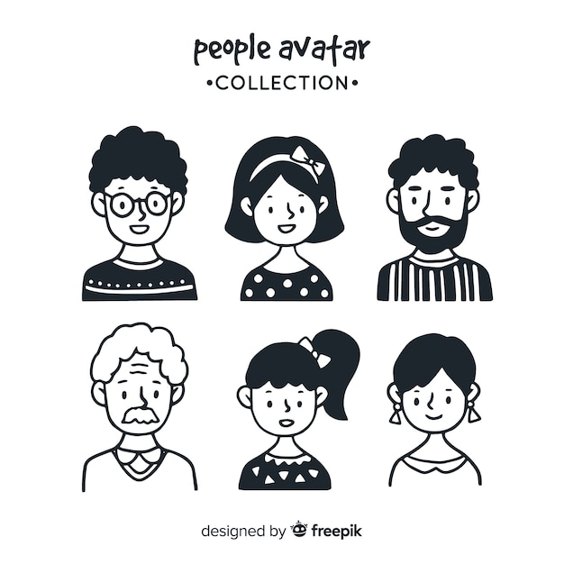 Hand drawn people avatar pack