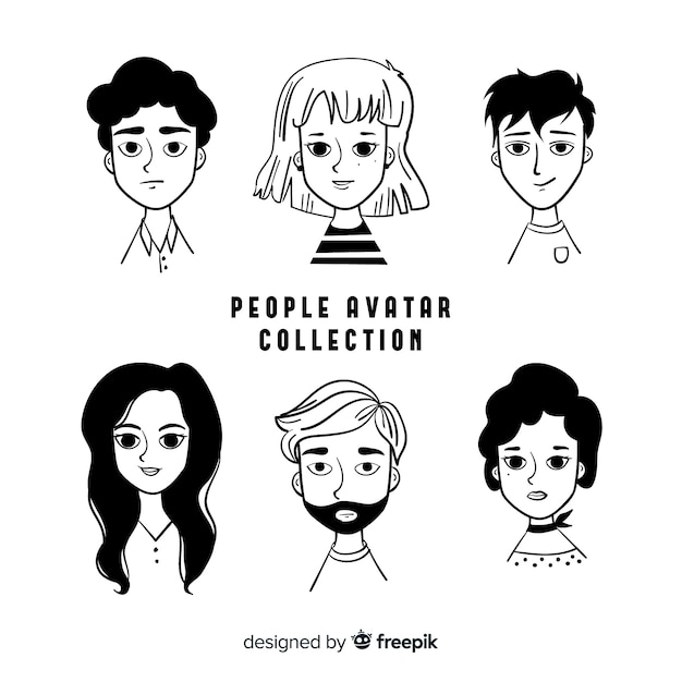 Hand drawn people avatar pack