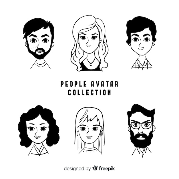 Hand drawn people avatar pack