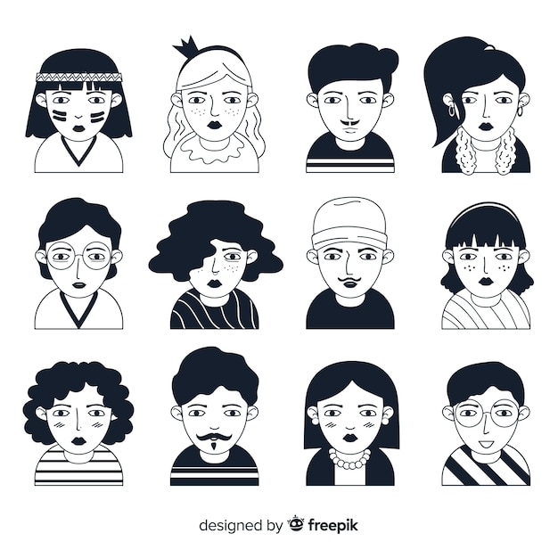 Free Vector hand drawn people avatar set