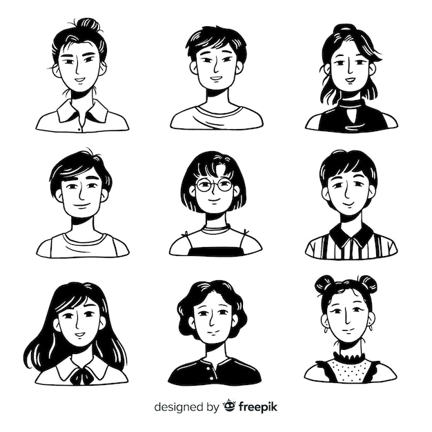 Hand drawn people avatar stack