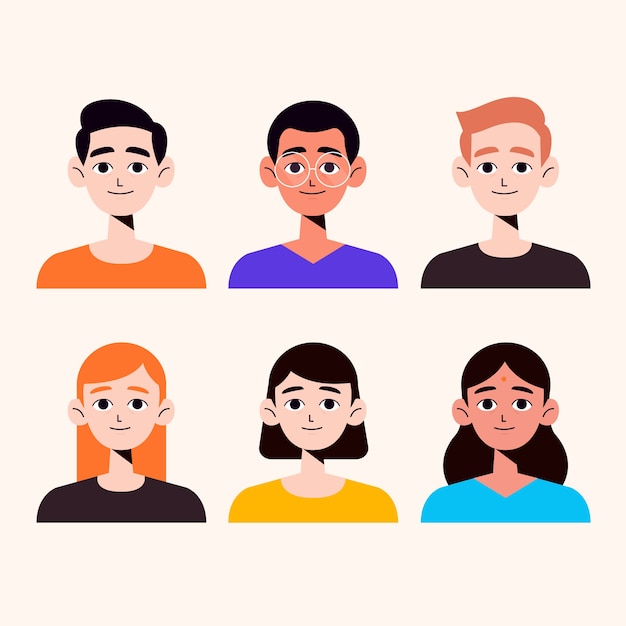 Hand drawn people avatars pack