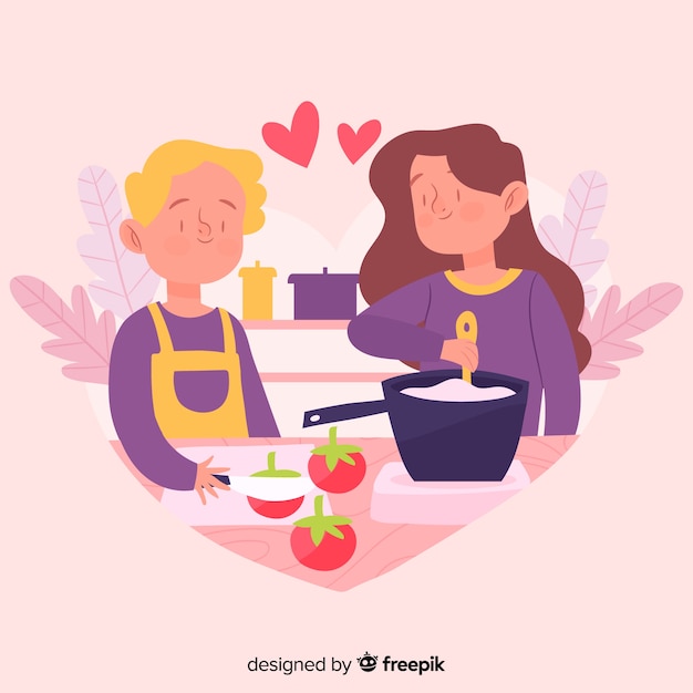 Free Vector hand drawn people cooking background