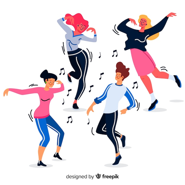 Hand drawn people dancing background