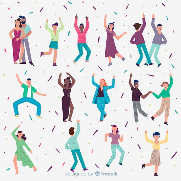 Free Vector hand drawn people dancing background