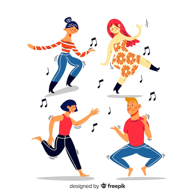 Hand drawn people dancing collection