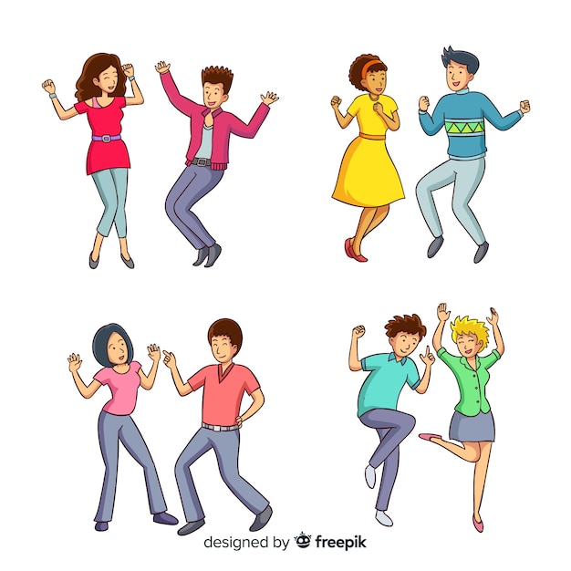 Hand drawn people dancing pack