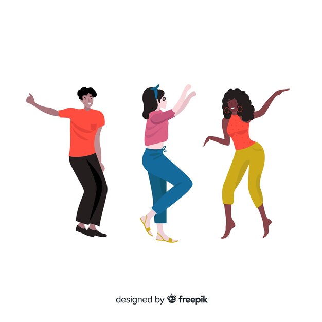 Hand drawn people dancing set