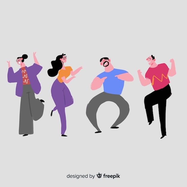 Free vector hand drawn people dancing set