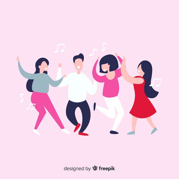 Hand drawn people dancing set