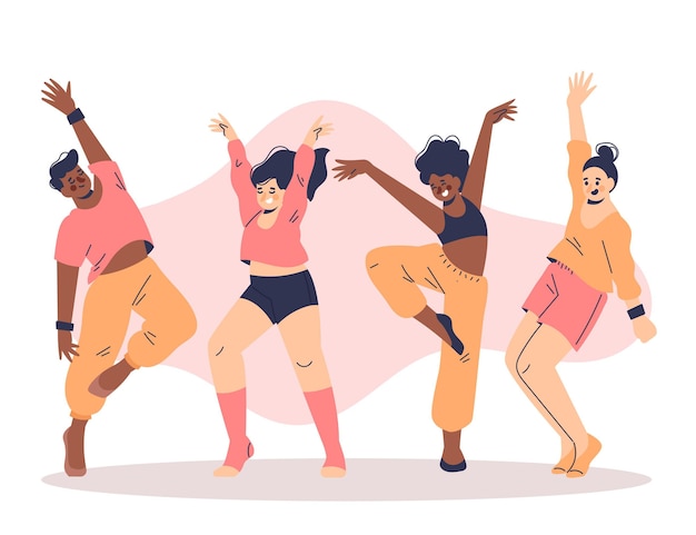 Free Vector hand drawn people dancing