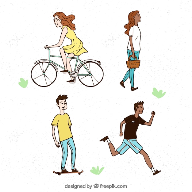 Free Vector hand drawn people doing leisure outdoor activities