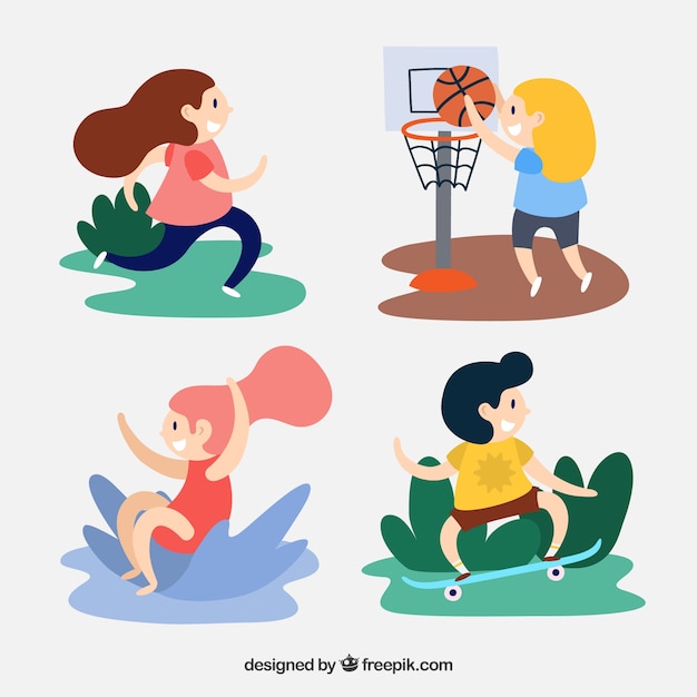 Free Vector hand drawn people doing leisure outdoor activities