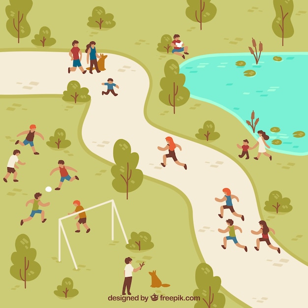 Free vector hand drawn people doing outdoor activities