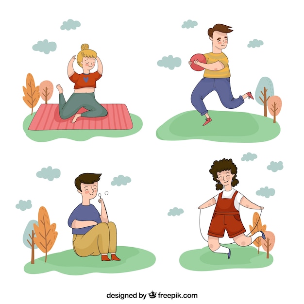 Free Vector hand drawn people doing outdoor activities