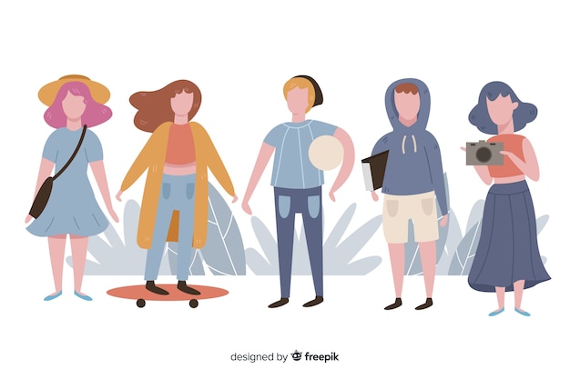 Free vector hand drawn people doing outdoors activities pack