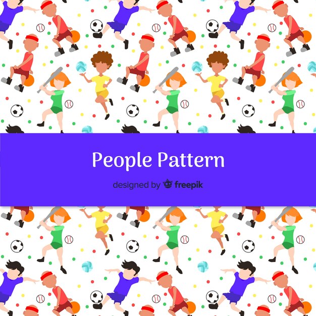 Hand drawn people doing sports pattern