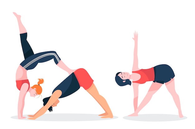 Hand drawn people doing yoga