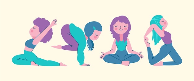 Free Vector hand drawn people doing yoga