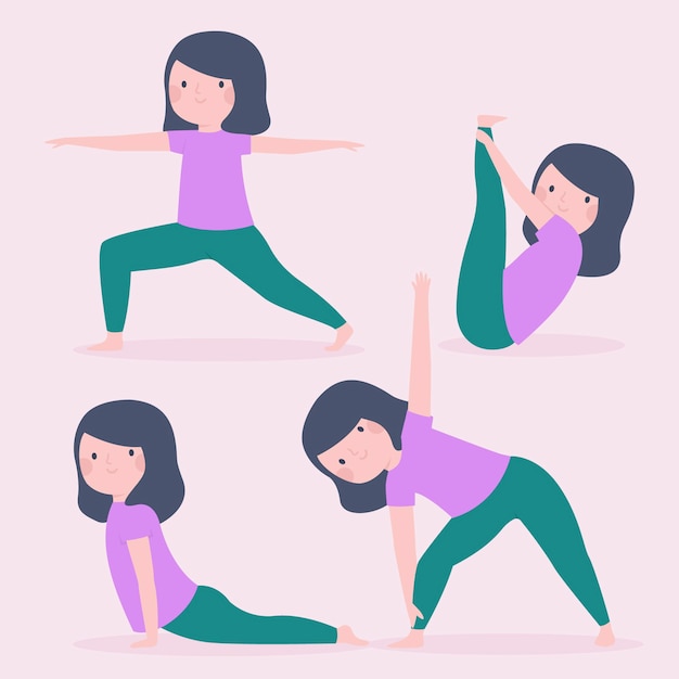 Free Vector hand drawn people doing yoga