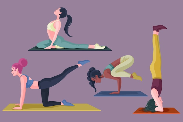 Free Vector hand drawn people doing yoga