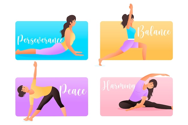 Free Vector hand drawn people doing yoga