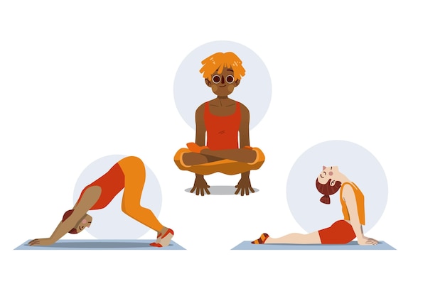 Free Vector hand drawn people doing yoga