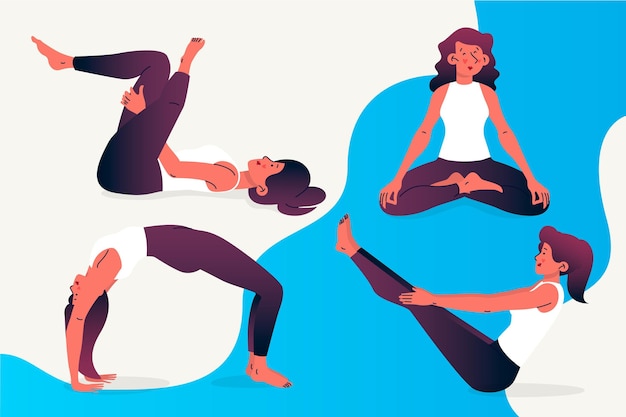 Free Vector hand drawn people doing yoga