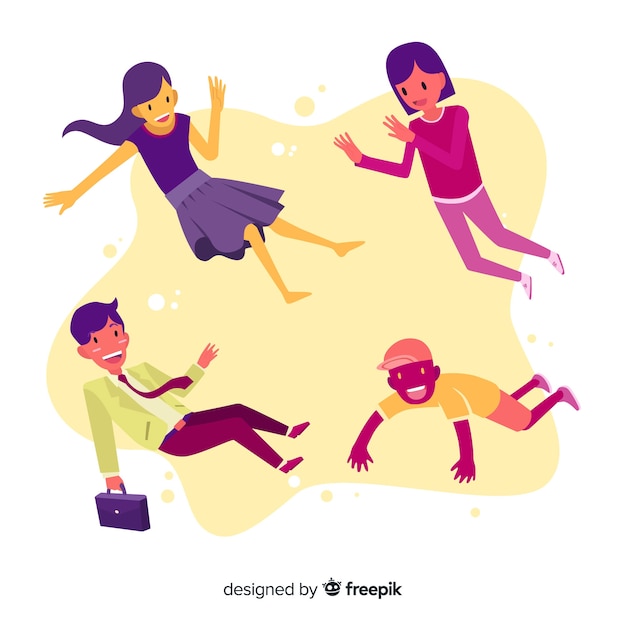 Free Vector hand drawn people floating background