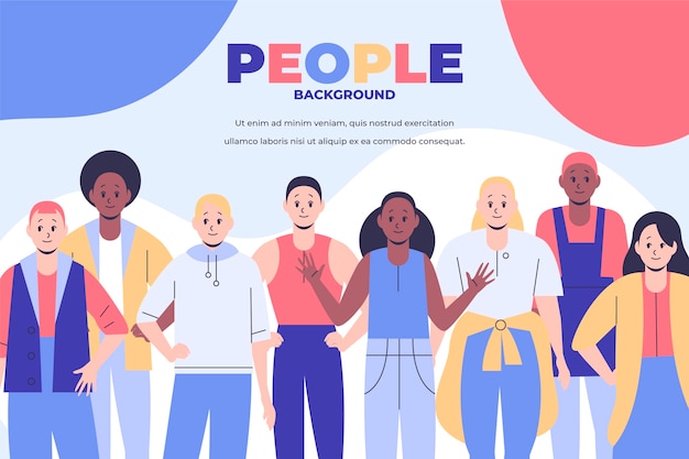 Free Vector hand drawn people group background composition