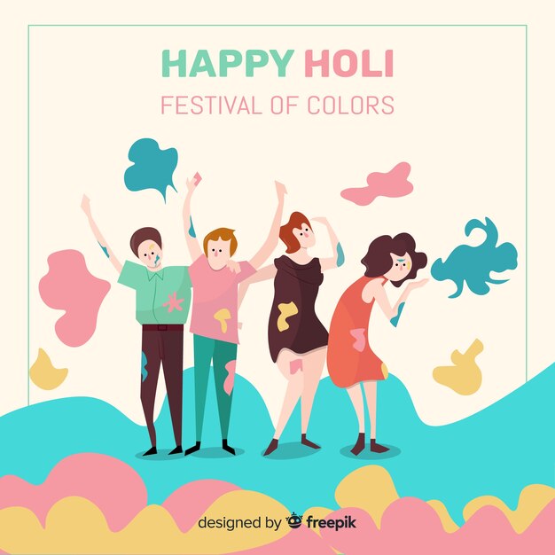 Hand drawn people holi background