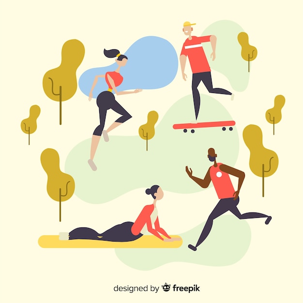 Free vector hand drawn people in the park collection