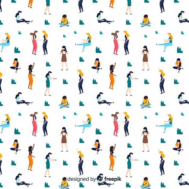 Hand drawn people pattern background