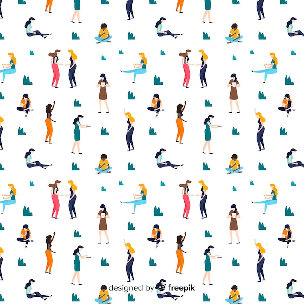 Hand drawn people pattern background