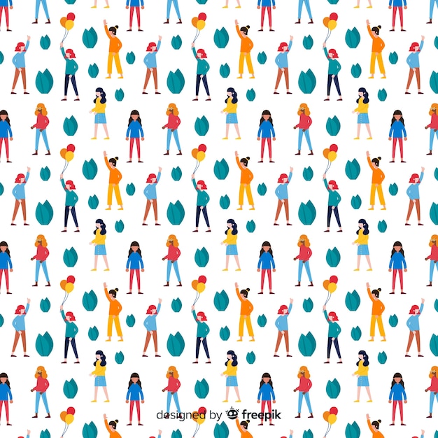 Hand drawn people pattern background