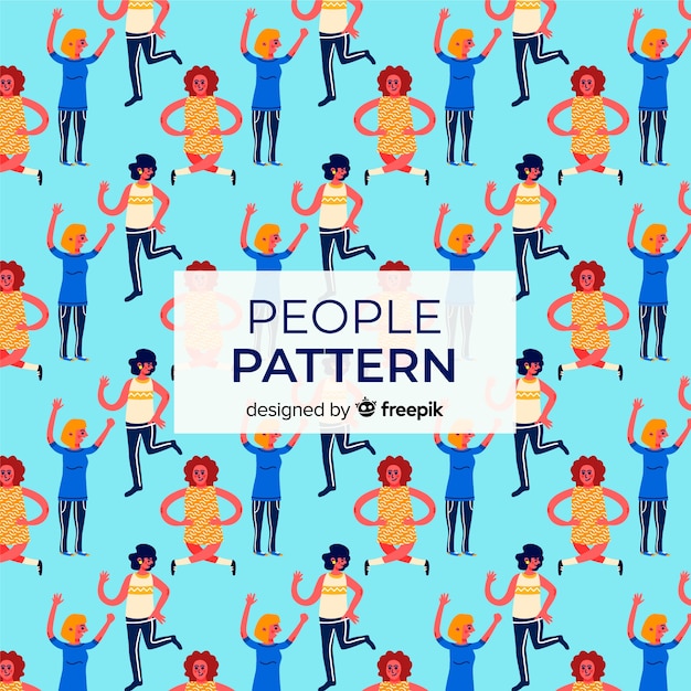 Hand drawn people pattern background