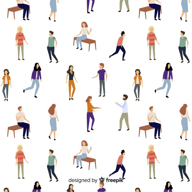 Hand drawn people pattern background