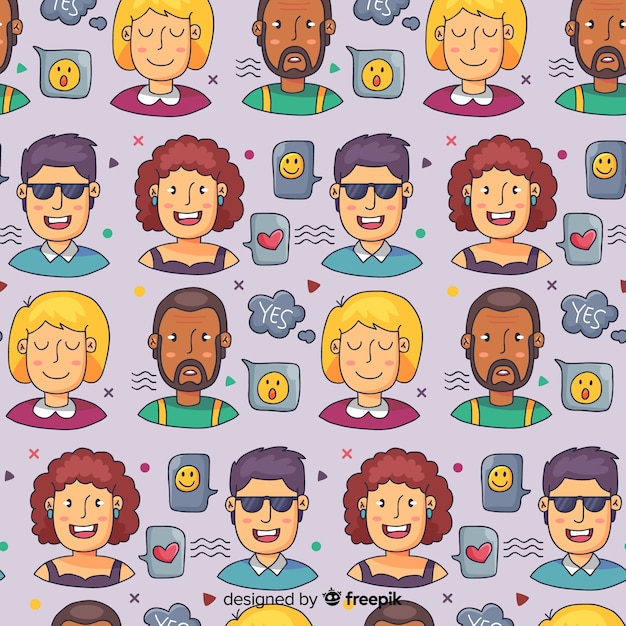 Hand drawn people pattern