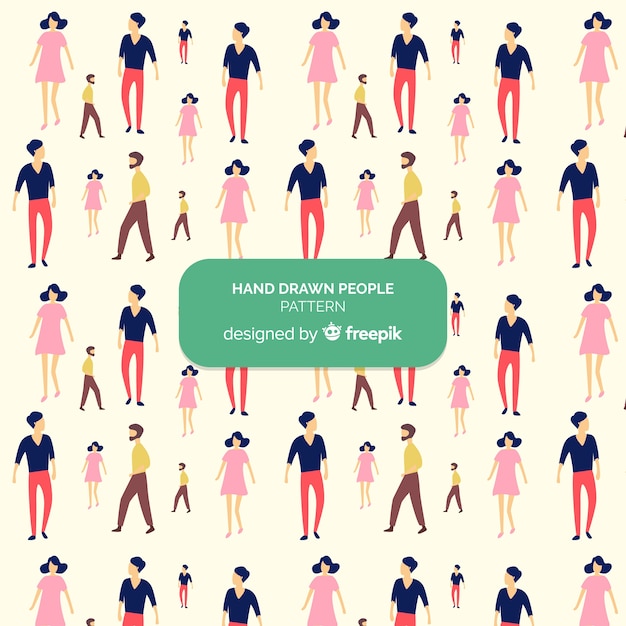 Free vector hand drawn people pattern